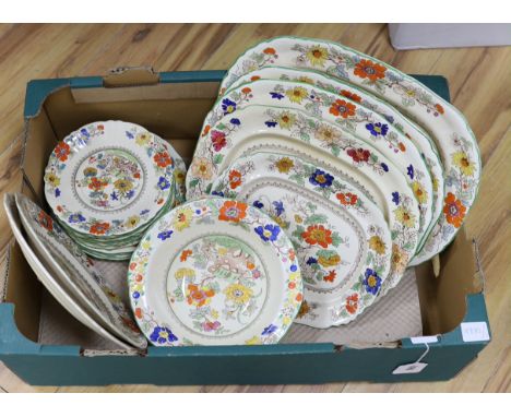 An early 20th century Mason's ‘Bible pattern’ part dinner and tea service including graduated platters