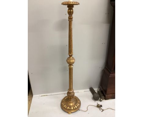 A carved giltwood and composition standard lamp, height 164cm.