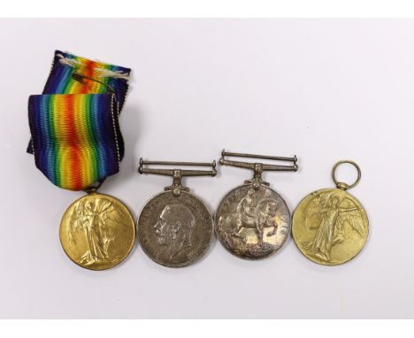 Two pairs of First World War campaign medals, both comprising the War Medal and Victory Medal; to Cpl. H.G. Margerson R.A. An