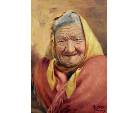 A. Cappino, oil on canvas, Portrait of an elderly lady, signed and inscribed Sorrento, 41 x 28cm