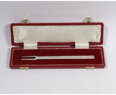A modern cased silver replica of the 'First English Silver Fork', Francis Howard Ltd, Sheffield, 1973, 17.7cm.