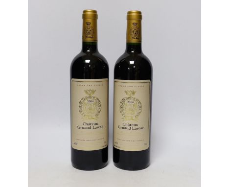 Two bottles of Chauteau Gruaud Larose, Saint Julien, red wine, 2004