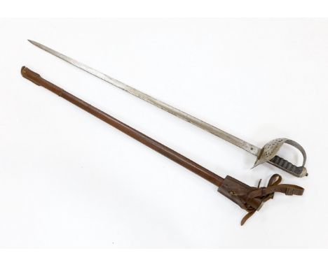 A George V 1897 pattern infantry officer's sword, with scabbard and leather hanger, blade 82cm