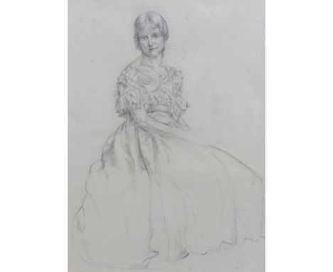 Attributed to Augustus John O.M R.A, (1878-1961), pencil drawing, Portrait of a seated lady, signed, 40 x 30.5cm