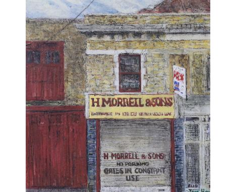Jean Howell (b.1946), contemporary oil on board, London street scene, signed, 15 x 14cm