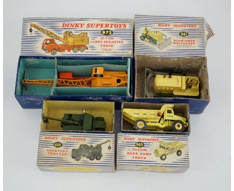Thirteen Dinky Toys and Supertoys, etc. including; an MGB (113), a Riley Pathfinder, a Triumph Herald, an Armoured Command Ve