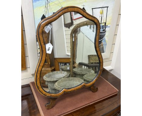 A Victorian walnut framed easel dressing table mirror, width 50cm, height 60cm