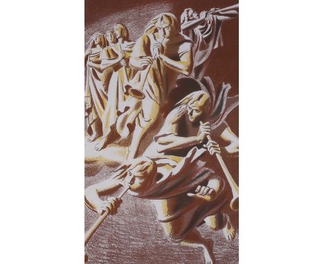 Hans Feibusch (German/British, 1898-1998), colour lithograph, 'The seven trumpets', inscribed in pencil, 35 x 22cm