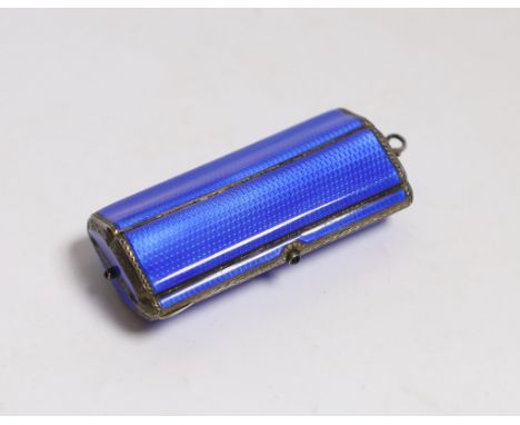 A lady's George V silver gilt and guilloche enamel minaudiere, of shaped oval form with compartmental interior, import marks 