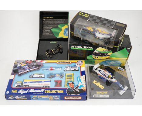 Twenty-one diecast motor racing related models by Onyx, Minichamps, Bburago, etc. including; three Onyx 1:24 scale formula On