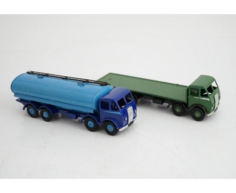 Two boxed Dinky Supertoys first type Fodens; a 14-ton tanker (504), with dark blue cab and chassis, and pale blue tank and wh