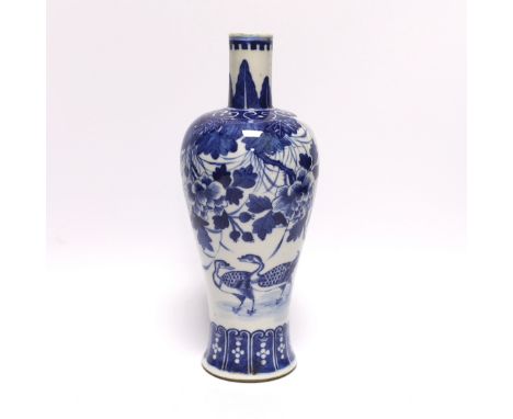 An early 20th century Chinese blue and white vase, apocryphal Kangxi mark 25.5cm Restored chip to neckrim with repainting, ap