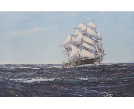 Montague Dawson (1895-1973), coloured print, ‘’Rolling Home’’, signed in pencil to label verso, 43 x 63.5cm