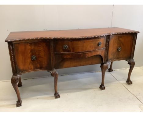 A Chippendale Revival mahogany serpentine sideboard, width 182cm, depth 66cm, height 90cm