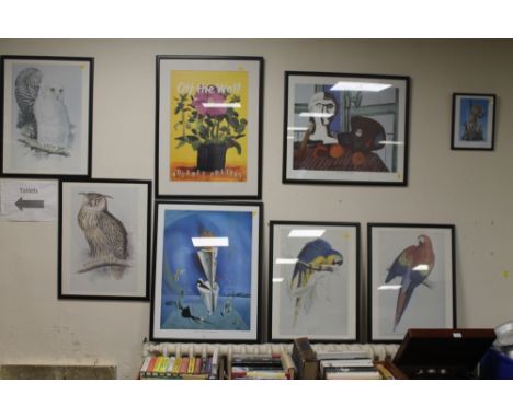 A QUANTITY OF FRAMED AND GLAZED MODERN PRINTS AND POSTERS TO INCLUDE SALVADOR DALI, PABLO PICASSO, ETC