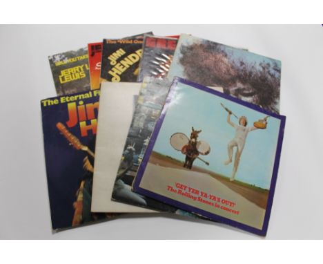 A QUANTITY OF VARIOUS RECORDS TO INCLUDE JIMI HENDRIX, ROLLING STONES, LED ZEPPELIN, ETC 