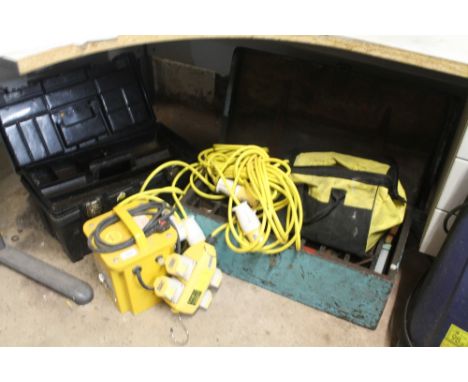 A QUANTITY OF ASSORTED TOOLS TO INCLUDE A TRANSFORMER, TOOL BOX AND CONTENTS, ETC 