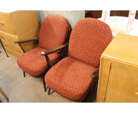 A PAIR OF ERCOL SPINDLE BACK CHAIRS 