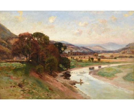 George Gray (1880-1909) Scottish"Melrose Near Newstead"Signed, oil on canvas, 49.5cm by 75cmCondition report: Covered in a la