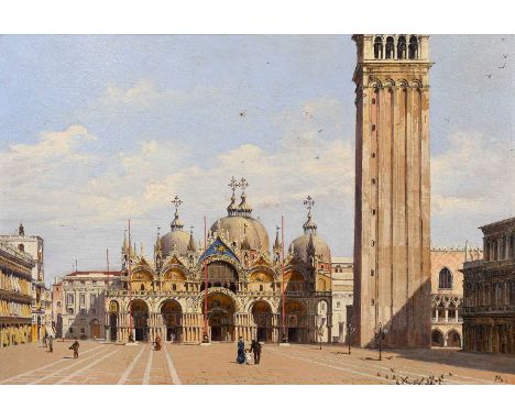  Antoinetta Brandeis (1849-1910) Austrian"St Mark's Square, Venice"Monogrammed, oil on board, 21.5cm by 31.5cm  Fine Art of O