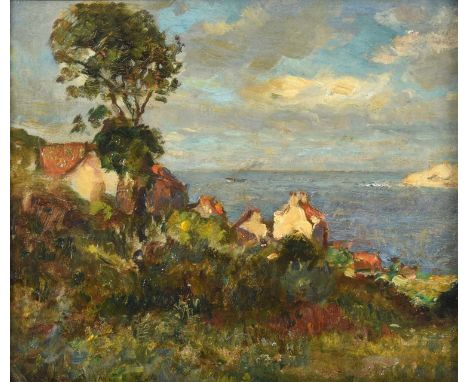 Attributed to Frederick William Jackson RBA (1859-1918)A glimpse of Runswick BayOil on board, 28cm by 32.5cm Condition report