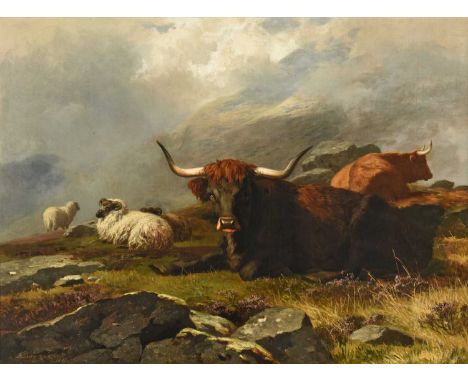 Alfred Grey RHA (1845-1926)"Highland Mist"Signed and dated 1885, with original artist's inscribed label verso, oil on canvas,