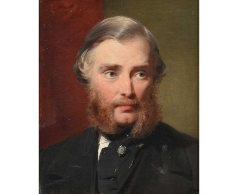 Circle of William Powell Frith RA (1819-1909)Portrait of gentleman, head and shoulders, wearing a black jacket and cravatOil 