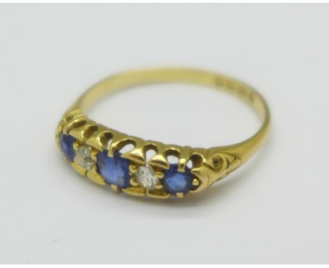 An 18ct gold, sapphire and diamond ring, 2.8g, Q