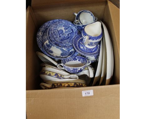 A Newport pottery part dinner set plus Copeland Spode and other blue and white china