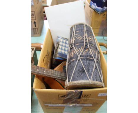 A balalaika and other musical instruments including a didgeridoo