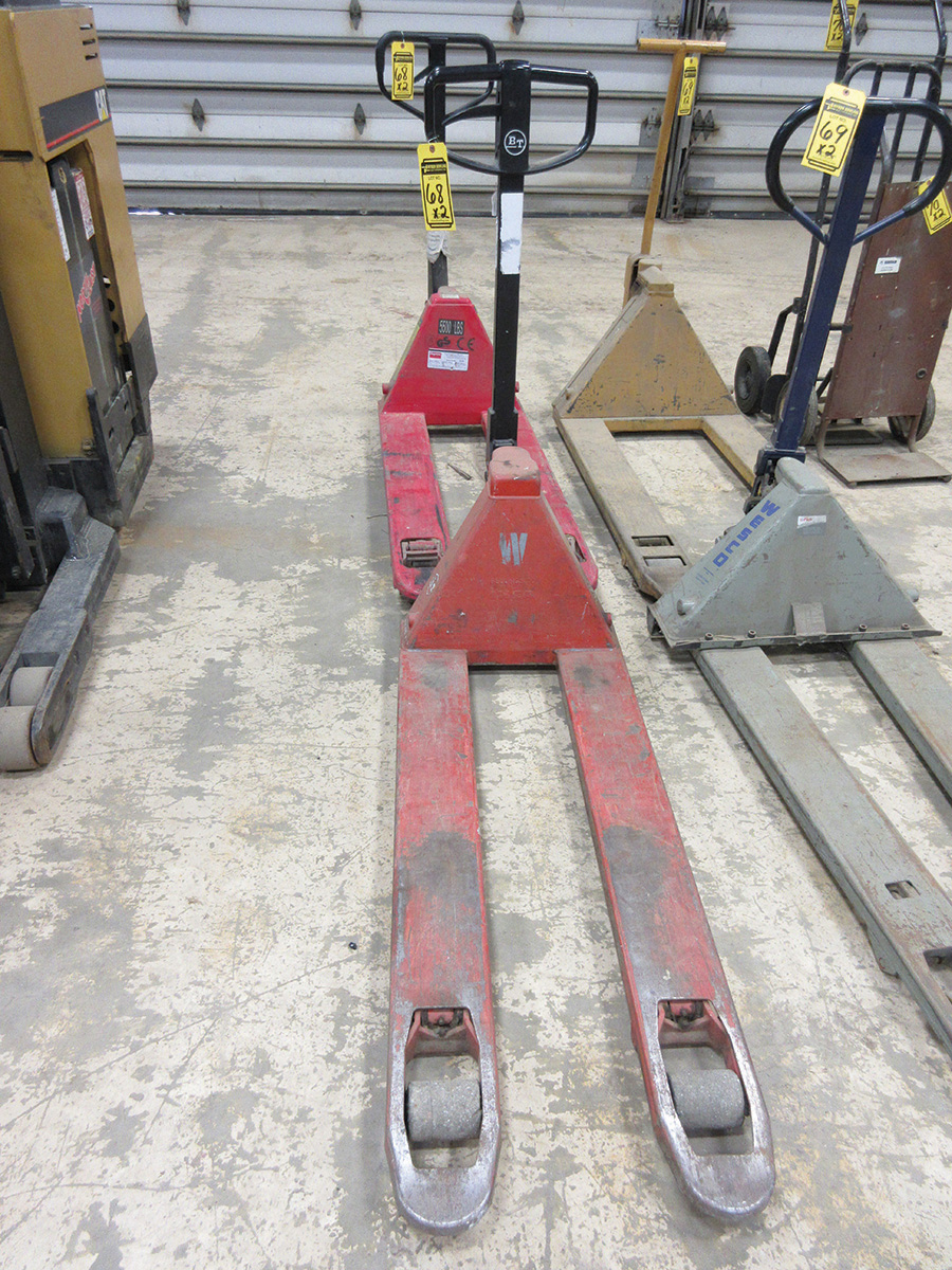 (2) PALLET JACKS; BT 2,300 KG. CAPACITY & DAYTON 5,500 LB. CAPACITY