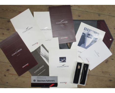 A collection of Concord memorabilia, to include menus, reviews, stationary, passenger ticket, two boxed silver book marks