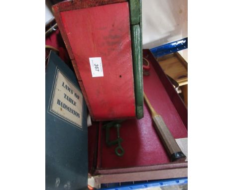 A Vintage table badminton set, racket etc