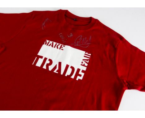 Coldplay / Signed T Shirt, signed Coldplay T Shirt - Make Trade Fair (Red - Large); given to The Daily Mirror by the band for