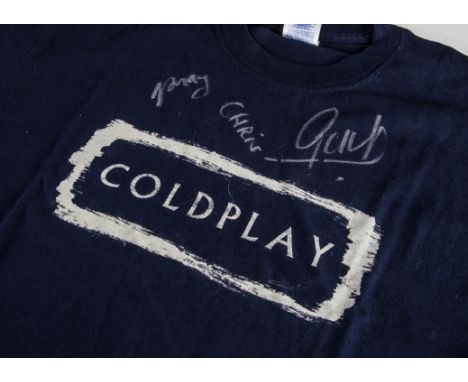 Coldplay / Signed T Shirt, signed Coldplay T Shirt - Coldplay Tour 2003 (Blue - Medium); given to The Daily Mirror by the ban