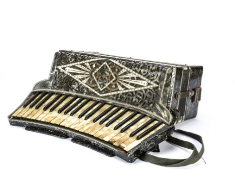 Piano Accordion, Paolo Soprani Accordion - Appears to play well and be in good working order - a couple of keys are chipped -