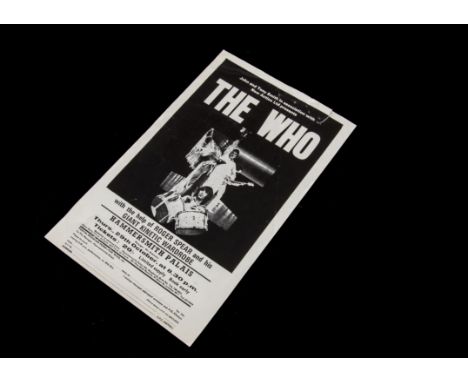 The Who, flyer advertising 'The Who' playing at Hammersmith Palais 29th October 1970 playing with Roger Ruskin Spear and his 