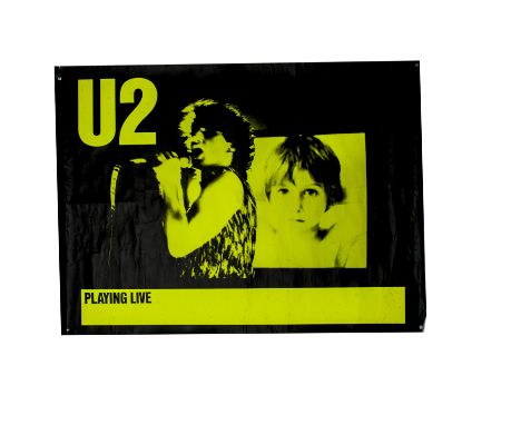 U2 Poster, Flourescent yellow / black Poster for the Boy tour with 'Playing Live' section blank - some creasing and light 'sp