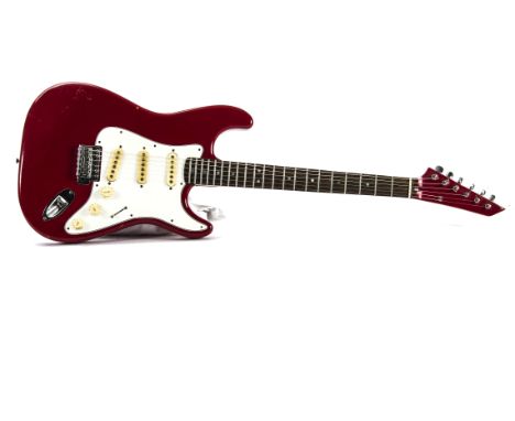 Electric Guitar, an unmarked Electric Guitar - no make or model number evident - Strat copy body in red - a few scratches in 