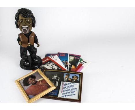 Sheet music/Publications/James Brown, eighteen pieces of sheet music and a Buddy Holly music book,a plastic James Brown model