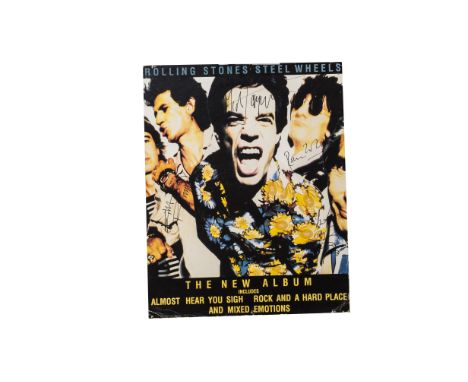 Rolling Stones Poster / Signatures, Thick Card Shop Display Poster for the Steel Wheels Album with signatures in black pen - 