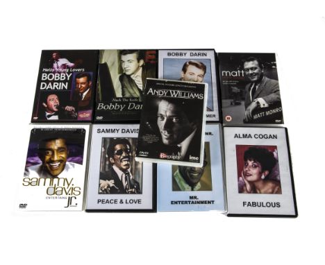 Rat Pack plus DVDs, approximately ninety DVDs including films about Sammy Davis Jun, Bobby Darin, Frank Sintra, Dean Martin, 