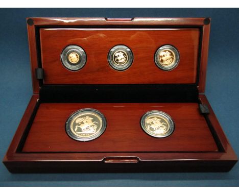 The Royal Mint, The Sovereign 2015 Five Coin Gold Proof Set, 'Fifth Portrait', first edition, comprising of Five Pounds, Doub