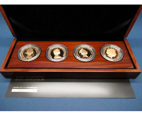 The Royal Mint, The Queen's Portrait Collection Five Pounds Gold Proof Four Coin Set, certified No.086, accompanied by litera