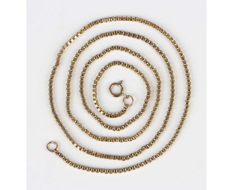 A 9ct gold box link neckchain on a boltring clasp, detailed '9K', weight 9.1g, length 55.5cm.Buyer’s Premium 29.4% (including