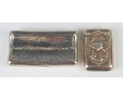 A late 19th century Chinese export silver rectangular vesta case, relief decorated with figures and bamboo, unmarked, height 
