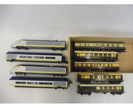 A Hornby Eurostar engine and carriages. 