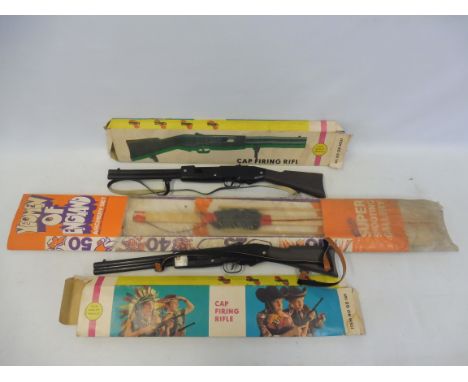 A small selection of circa 1970s boxed Wild West including a rifle, a bow and arrow etc. 