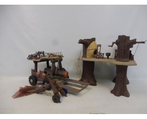 Vintage Star Wars playworn model of an Ewok village. 