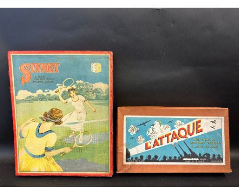 A boxed Chad Valley Sinnet board game, plus L'Attaque by H.P.G. &amp; Sons Ltd, by repute four pieces short.